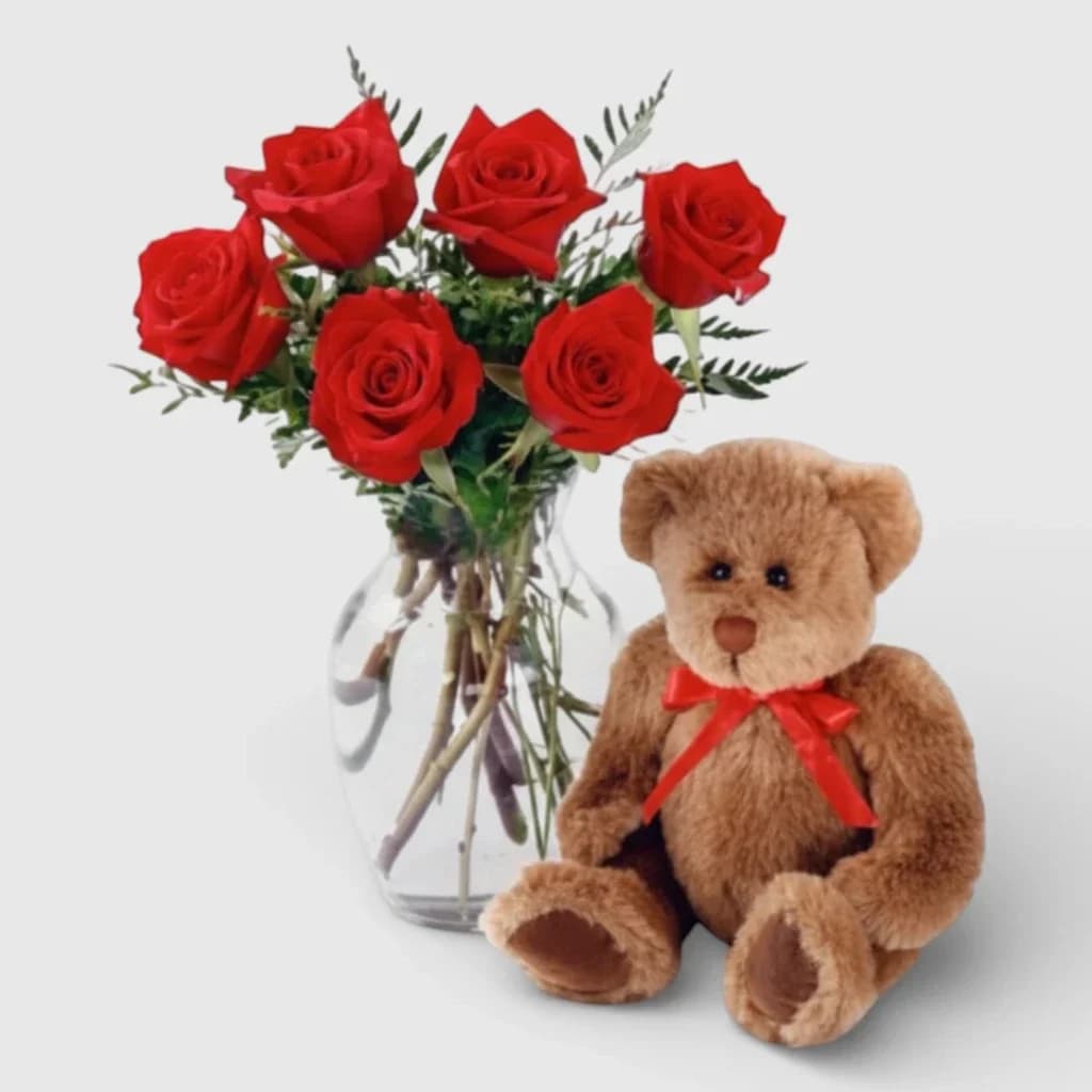 Bouquet of flowers "I love"&  Teddy Bear