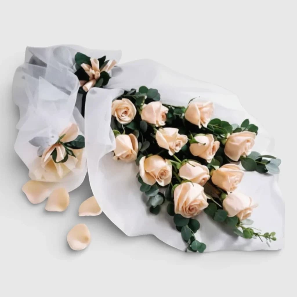 Sumptuous Hand Tied White Roses