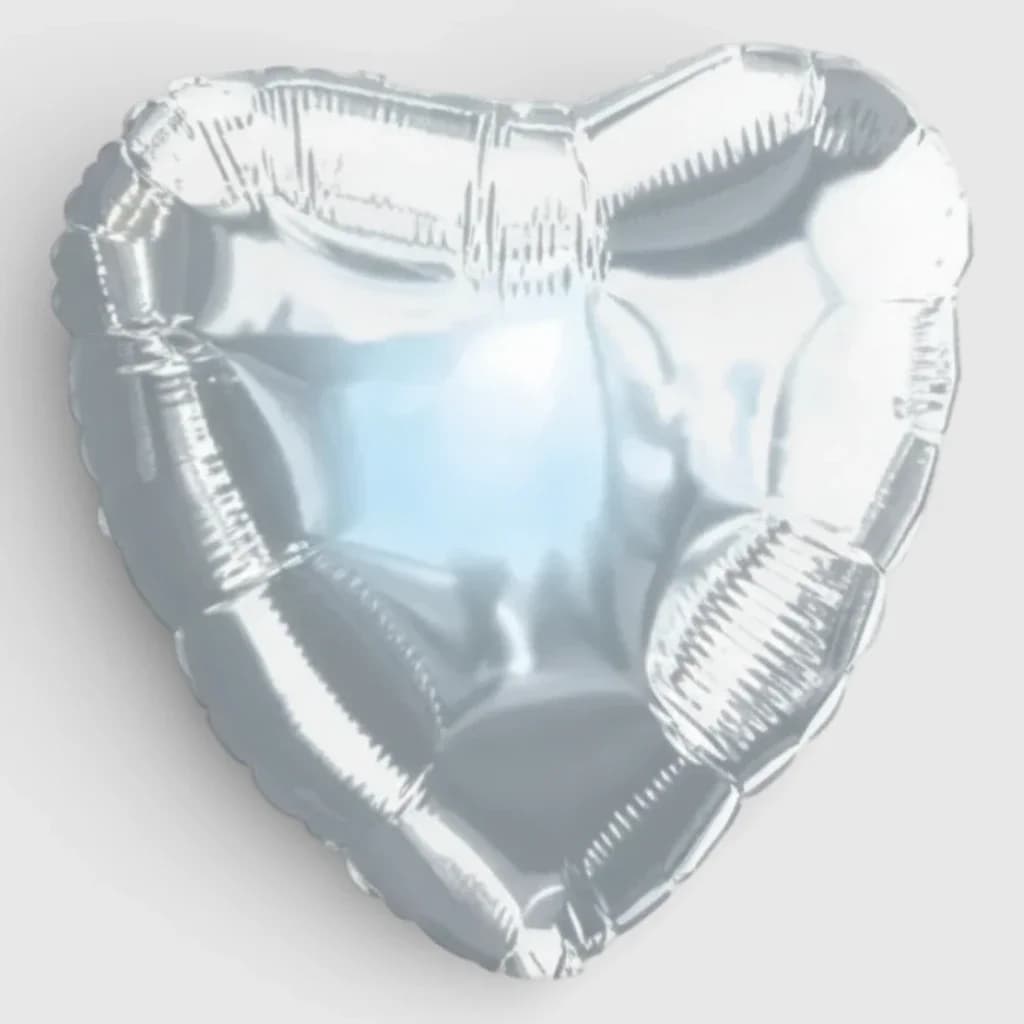 Foil&Mylar Balloon "Silver heart" filled with Helium № 45
