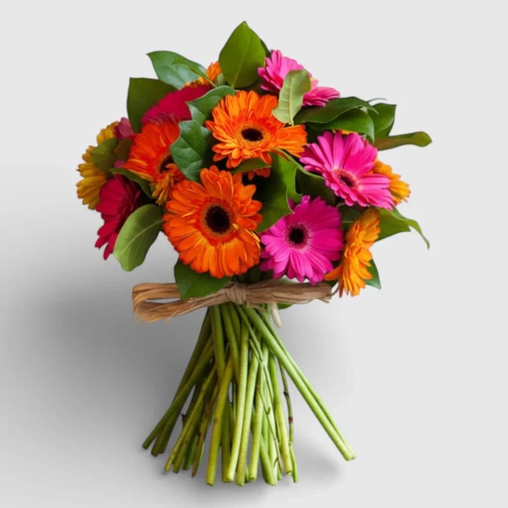 Hand-tied bouquet of multi colored gerberas "Love Actually"