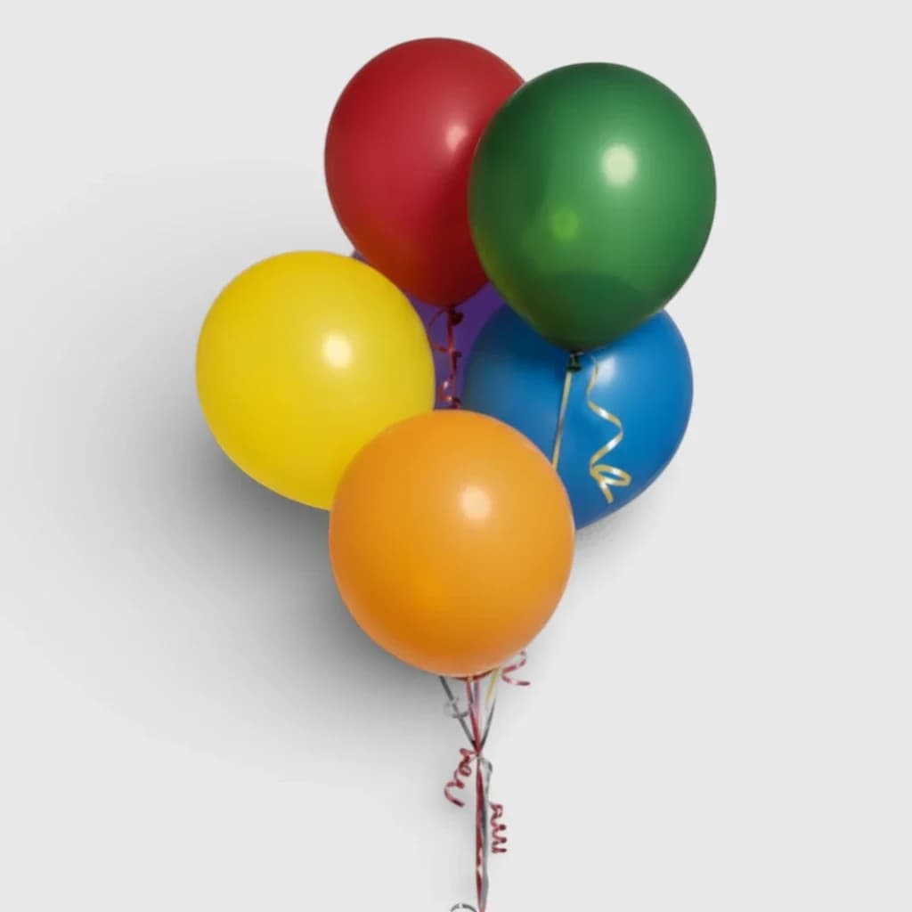 Set of 5 Helium Many-Coloured Ballons
