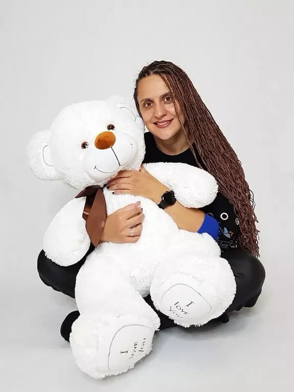 Soft toy teddy bear, white, 110 cm.