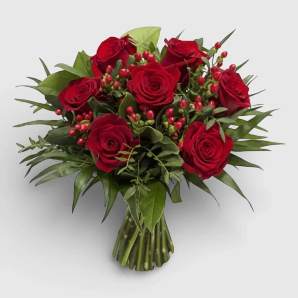 Bouquet of 7 Red Roses "Flame"