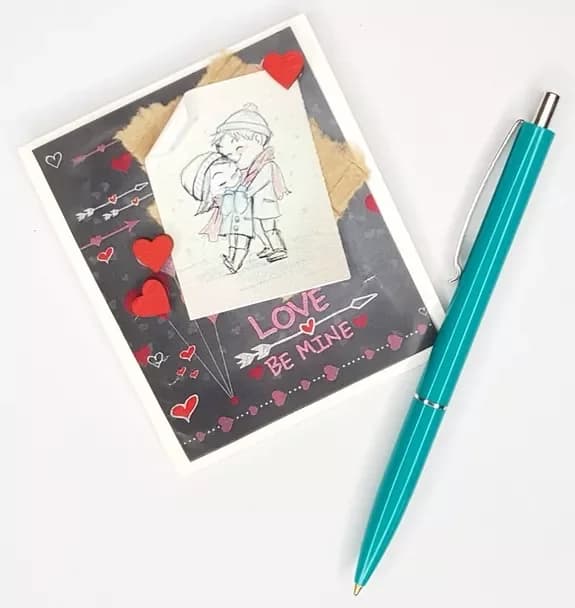 Postcard "LOVE BE MINE", handmade