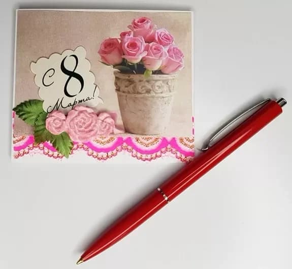 Postcard "Happy March 8" №1, handmade