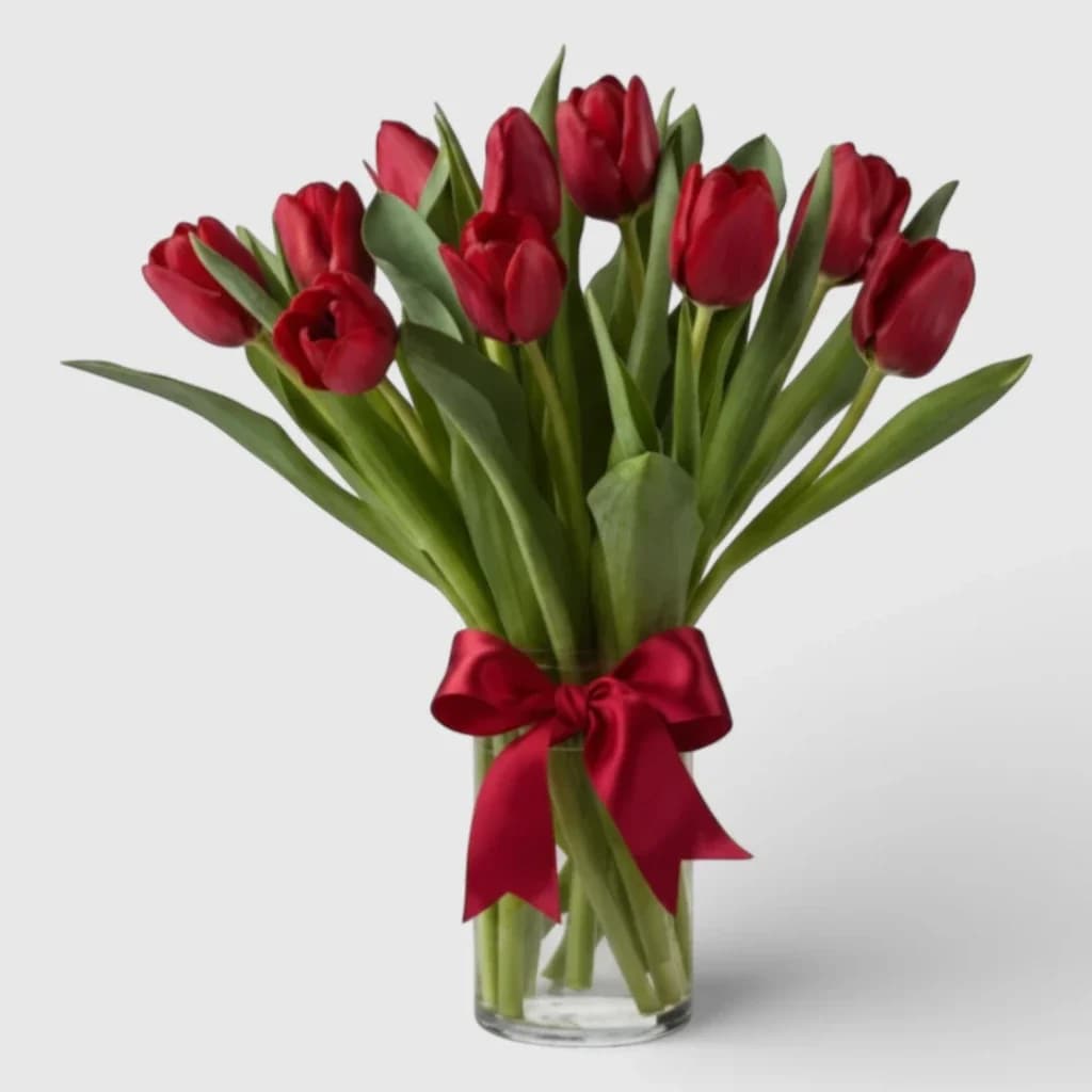 Bouquet of 11 Red tulips