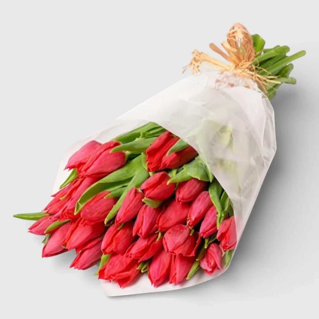 Bouquet of 39 Red Tulips