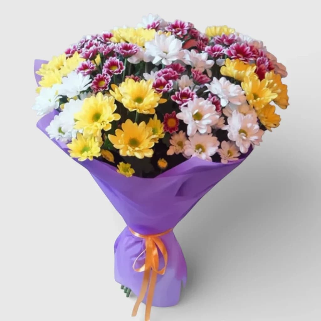 Bouquet of 15 Chrysanthemums "Passion"