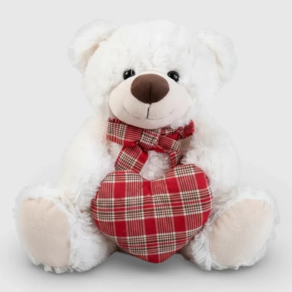 Teddy bear with heart, white