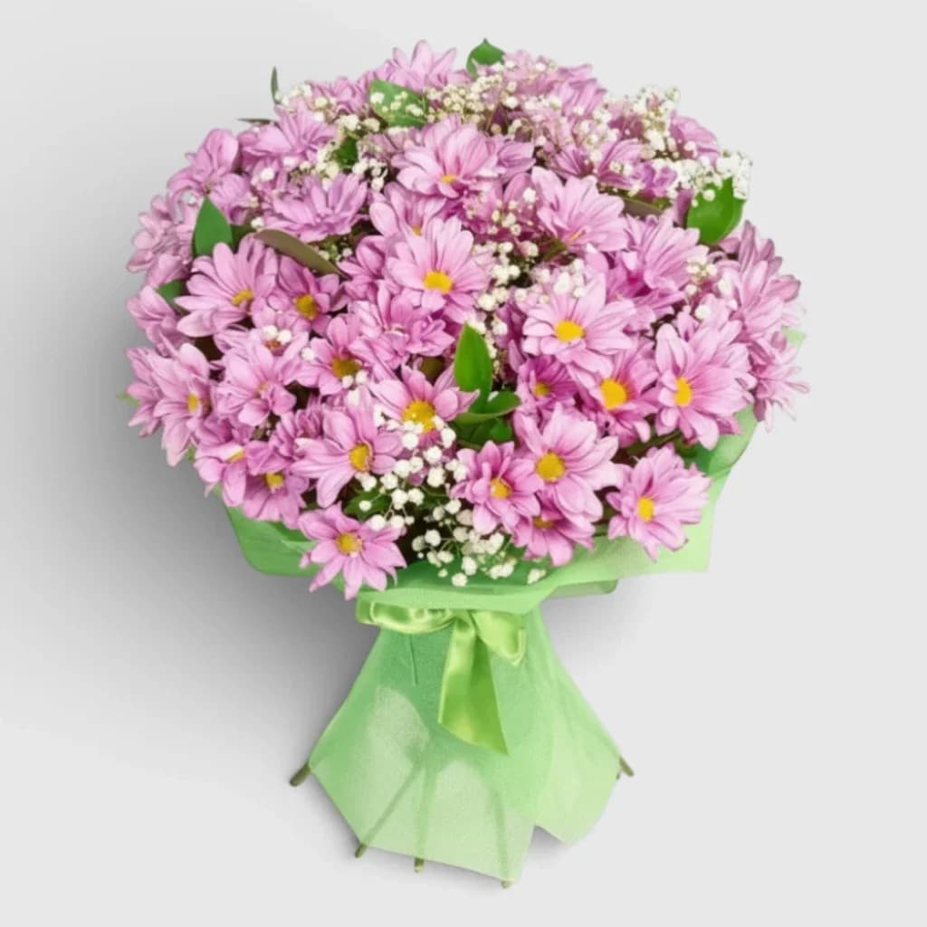 Bouquet of 11 pink chrysanthemums