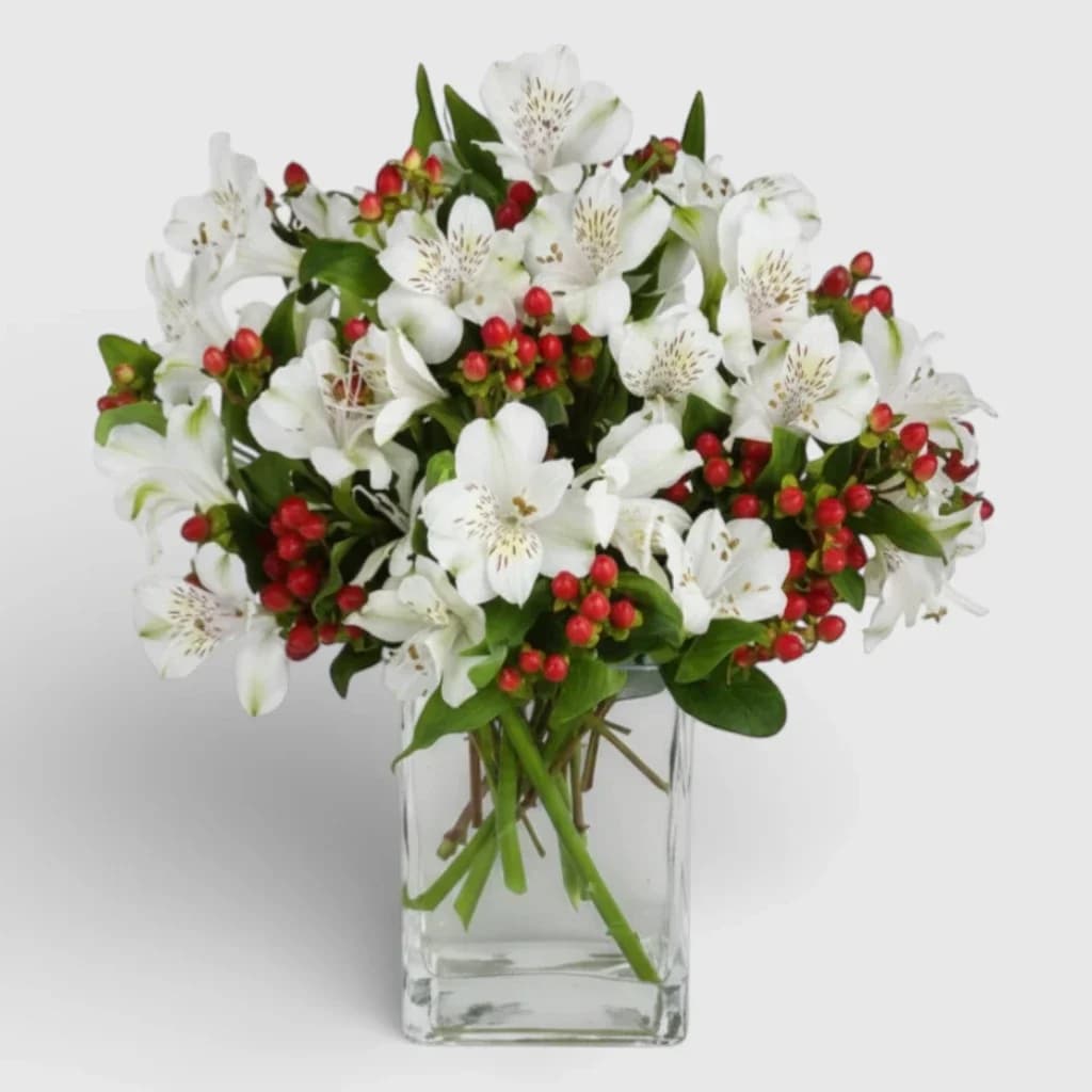 White Alstroemeria Bouquet "Angel Wings"