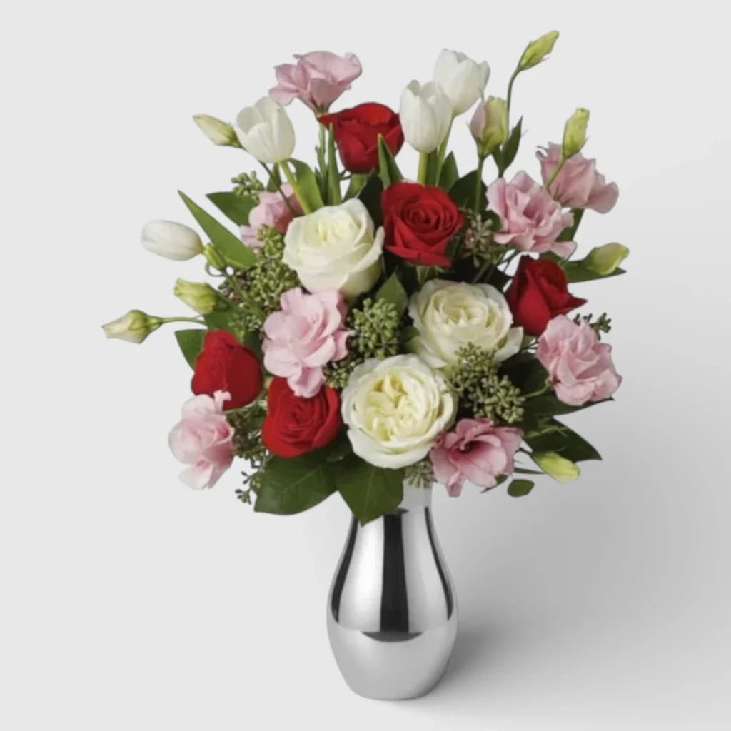 Bouquet of Multy-ColoredRoses& Lisianthus