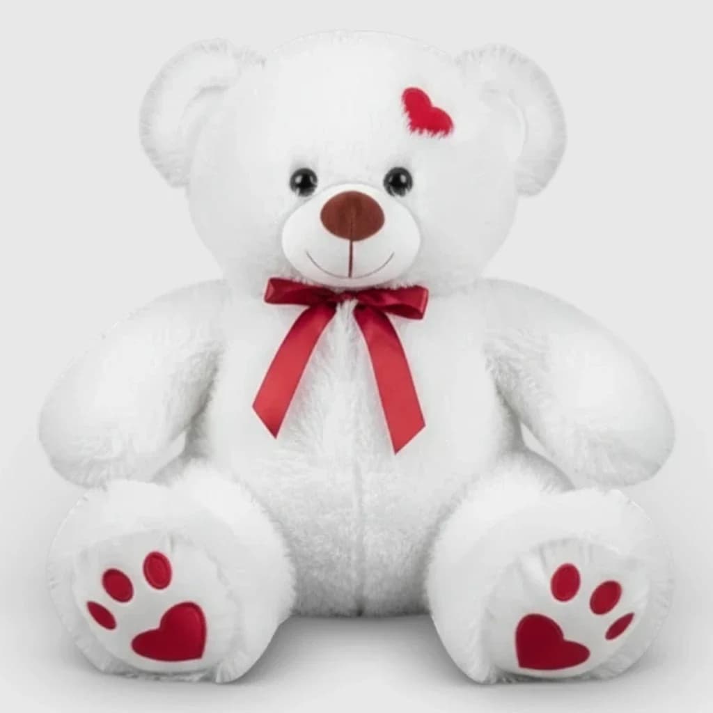 Soft white toy teddy bear, 38 cm.
