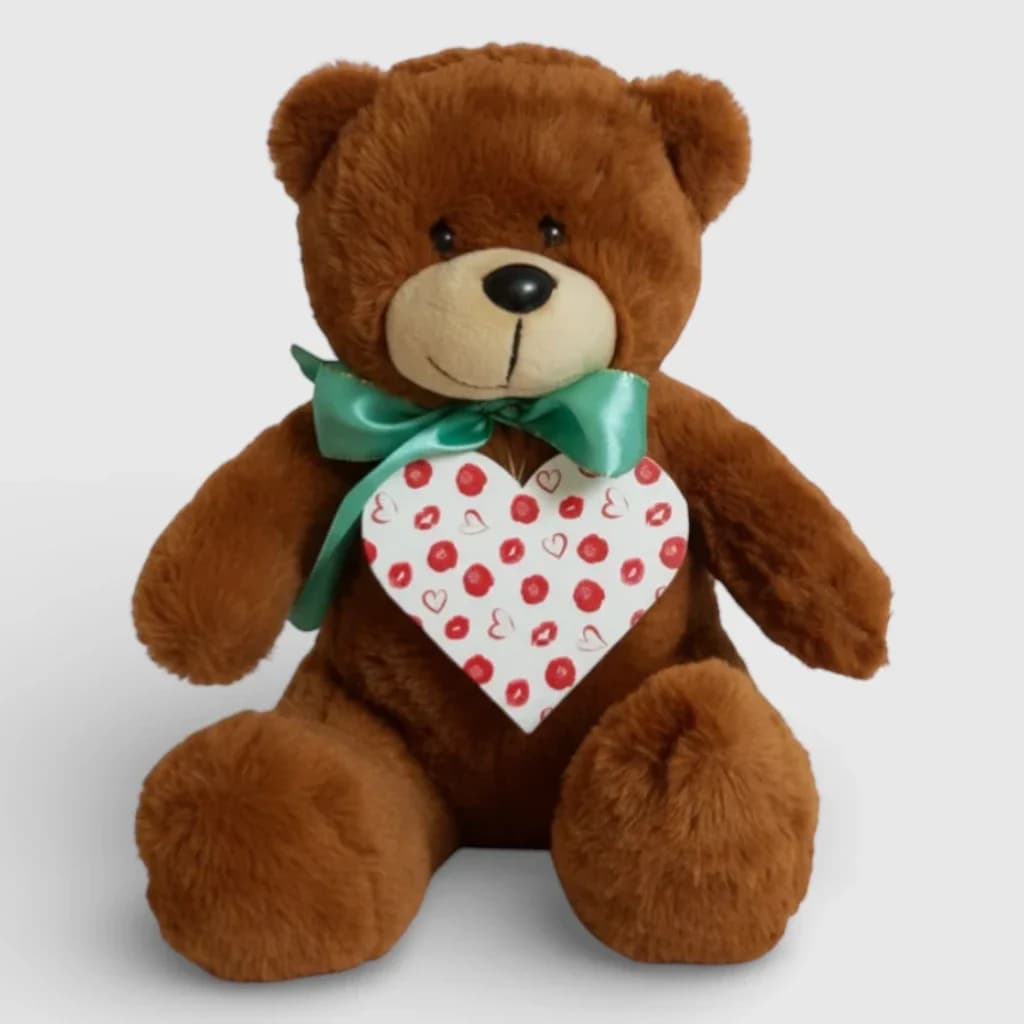 Soft toy teddy bear with heart, brown