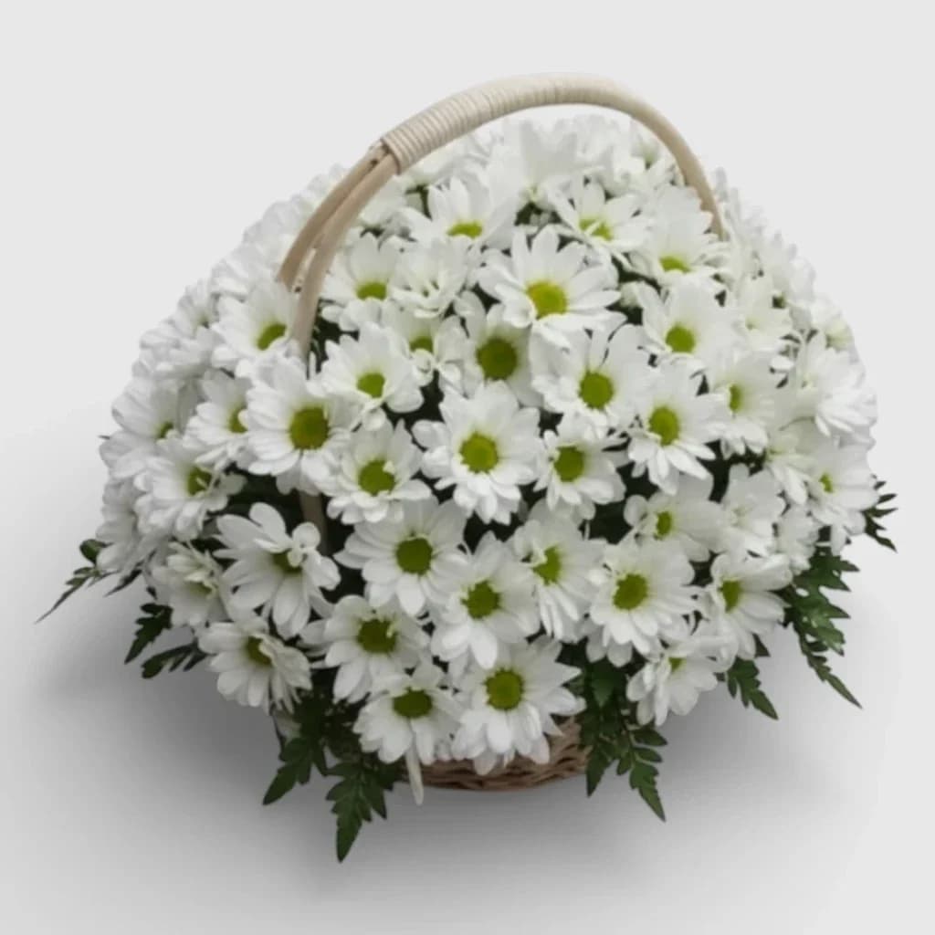 Flower Basket "White Chrysanthemums"
