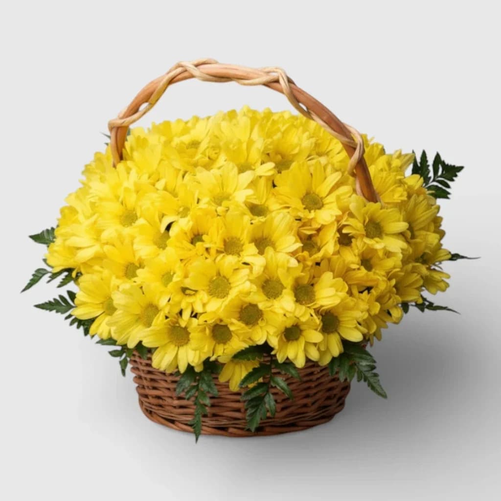 Flower Basket  "Yellow Chrysanthemums"