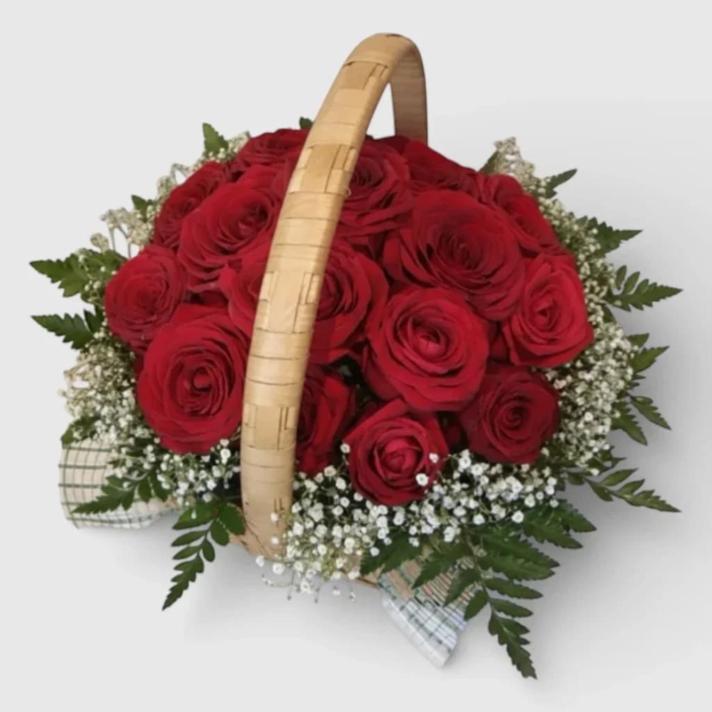 Red Roses Basket "First Love ..."
