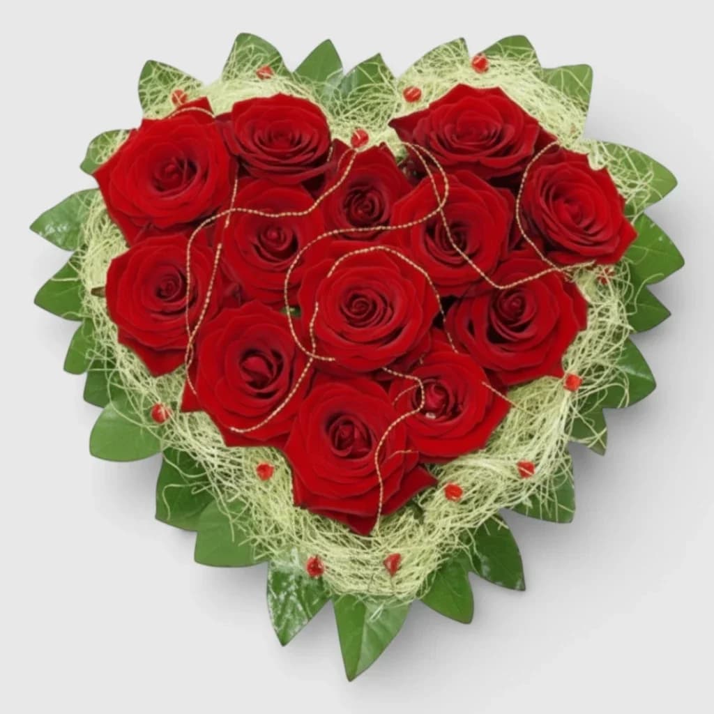 Heart-shaped arrangement «For Your Heart», red roses
