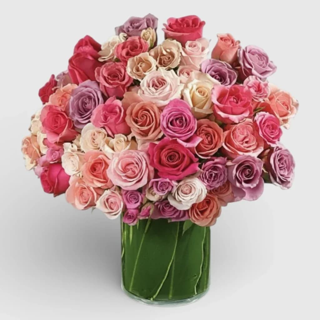 Bouquet of 51 Multycolored Roses "Admiration"