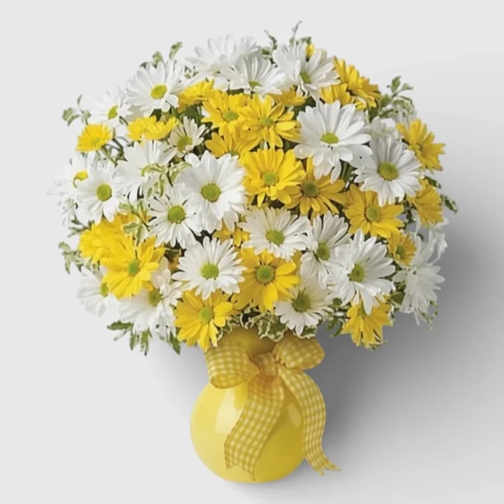 Bouquet of Yellow & White Chrysanthemums "Ray of the Sun"