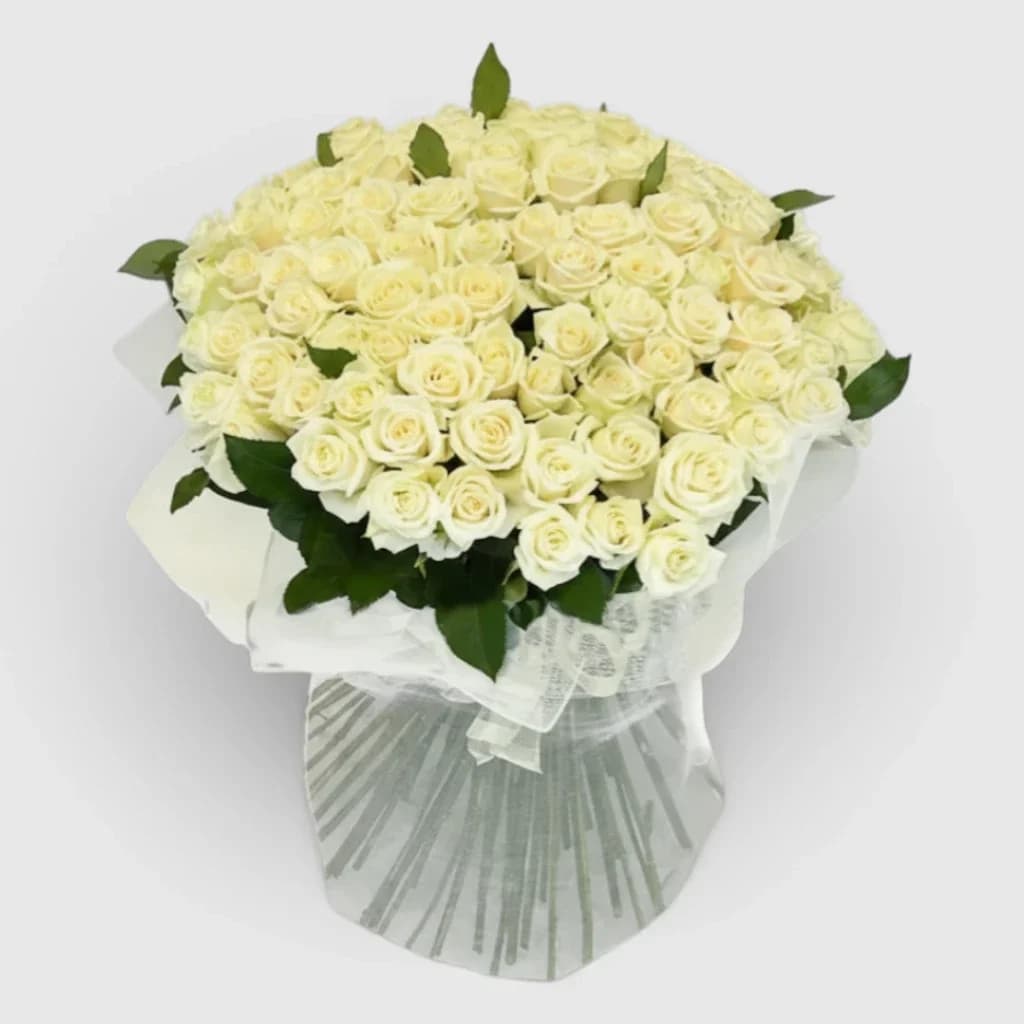 VIP bouquet 101 white rose «White Heaven»