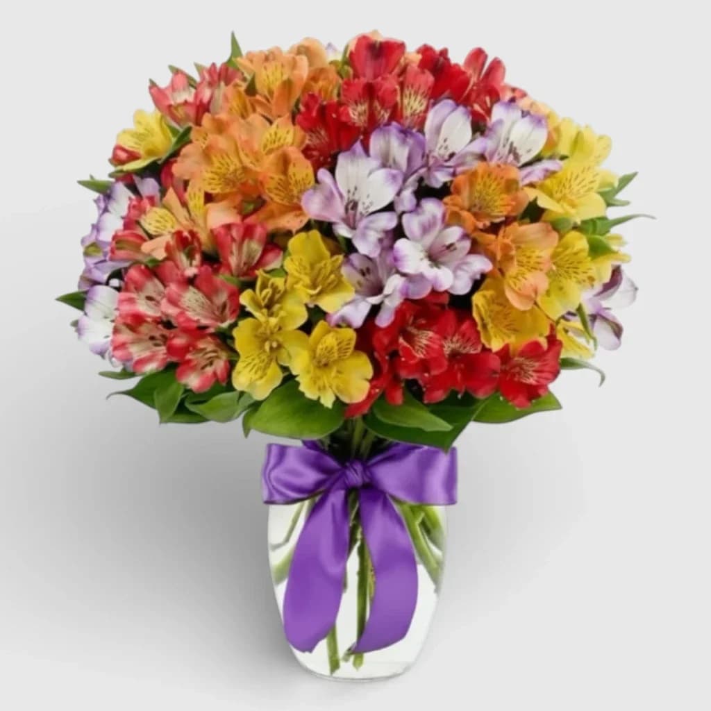 Bouquet of multi-colored Alstroemeria "Wonderful Sunrise"