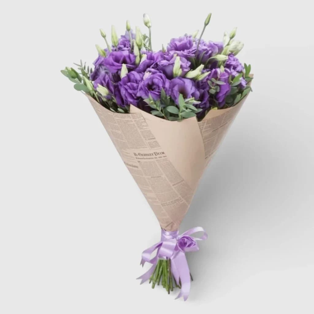 Bouquet of 15 purple Lisianthus