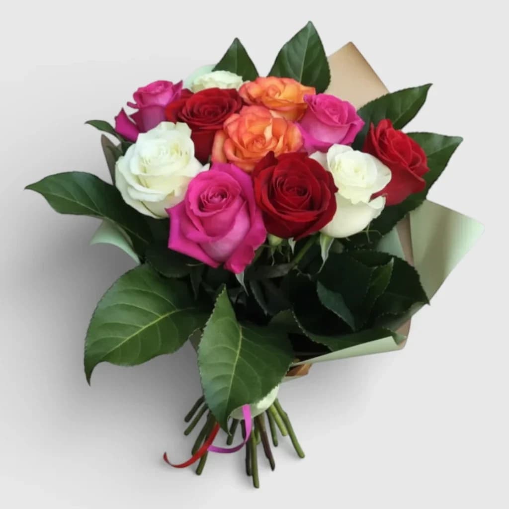Bouquet of multicolored roses "Rainbow"