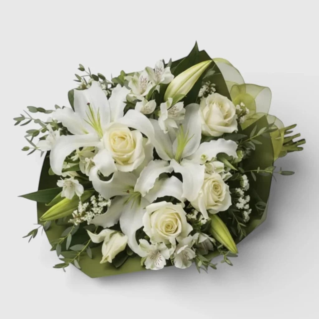 Bouquet of Lilies, Roses& Alstroemeria "Loving Evening"