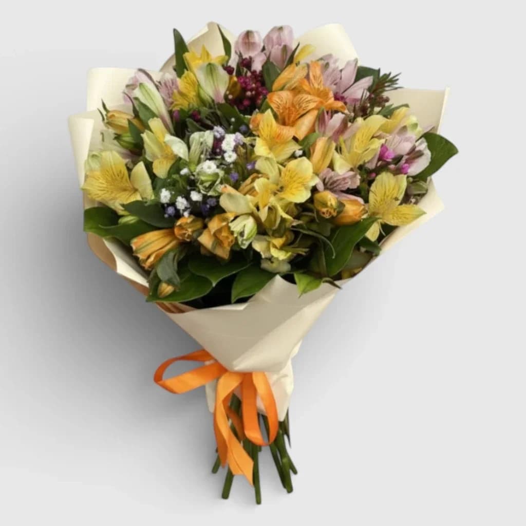 Bouquet of colored Alstroemeria "Flight of fancy"
