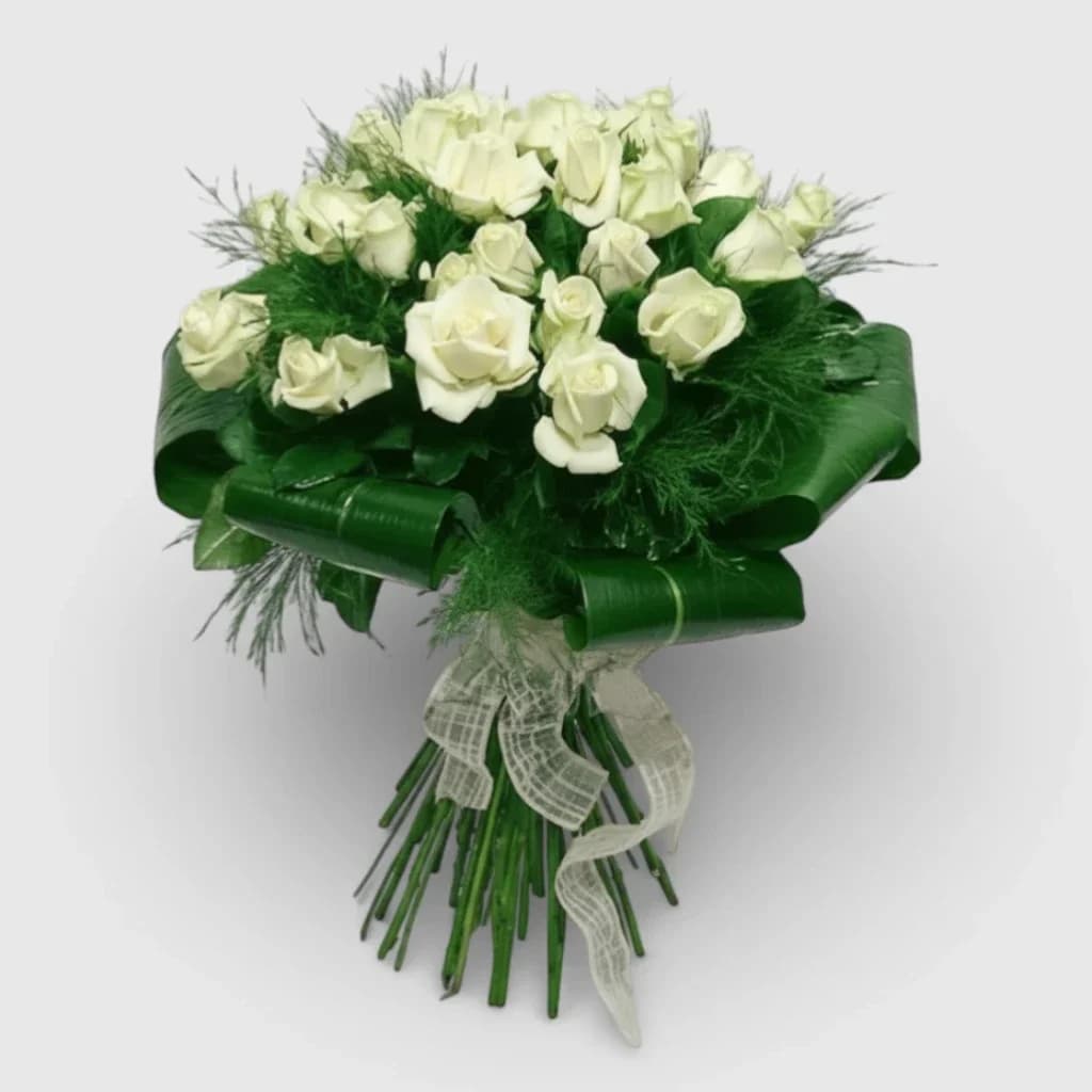 Bouquet of 25 white roses "Recognition"