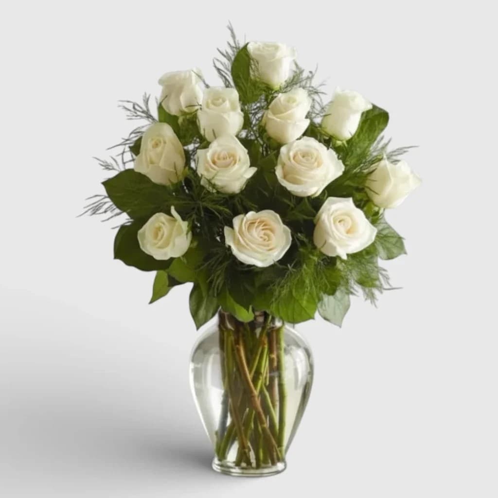Bouquet of 15 White Roses