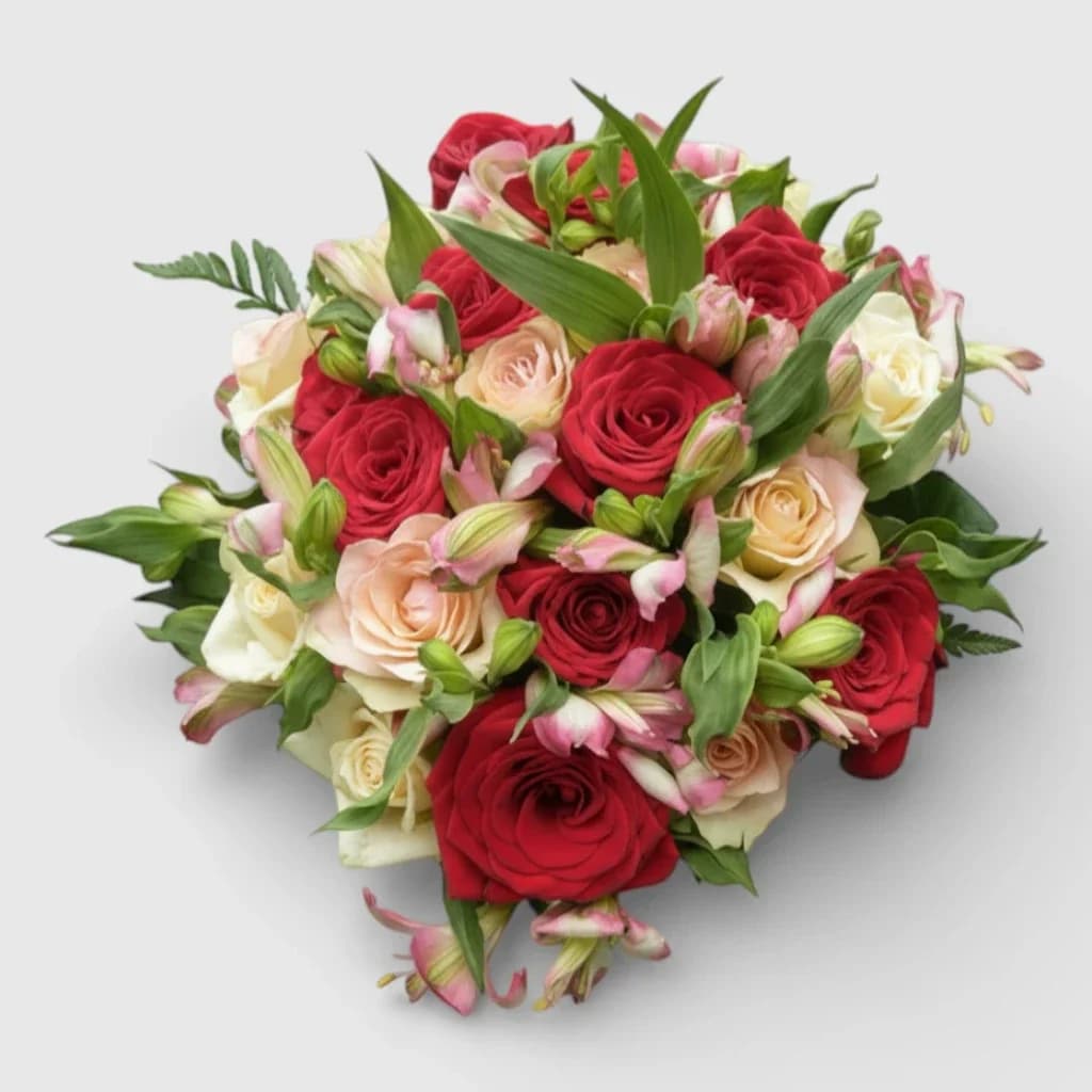 Bouquet of roses and alstromerias "Elegant Choice"