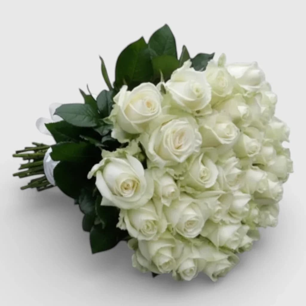 Bouquet of 35 white roses "White swan"