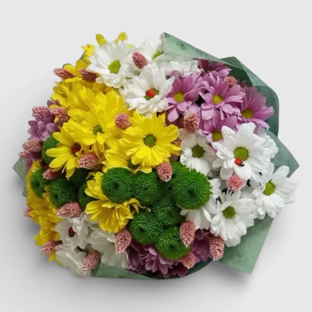 Bouquet of multi-colored chrysanthemums