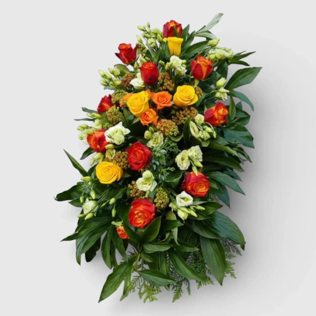 Composition of roses and eustoma