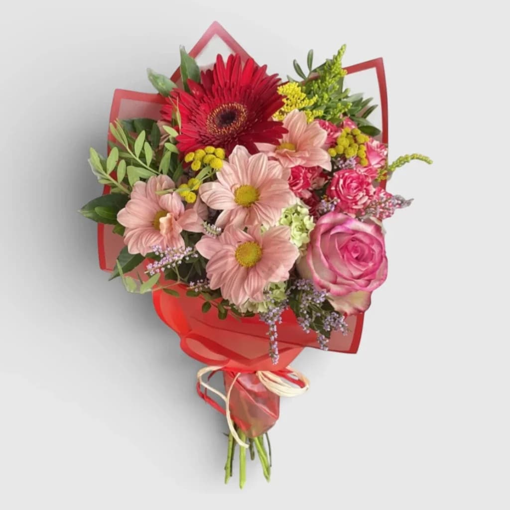 Bouquet of chrysanthemum, rose, gerbera