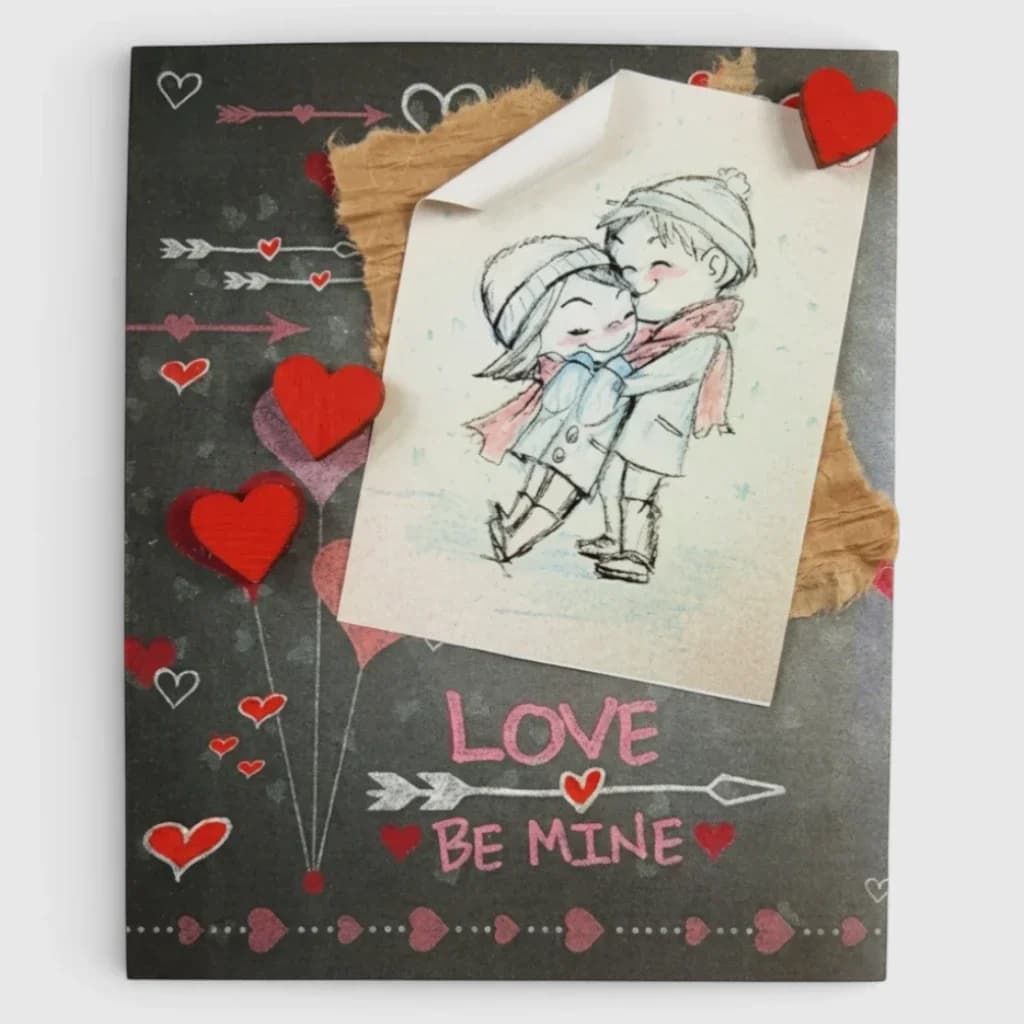 Postcard "LOVE BE MINE", handmade
