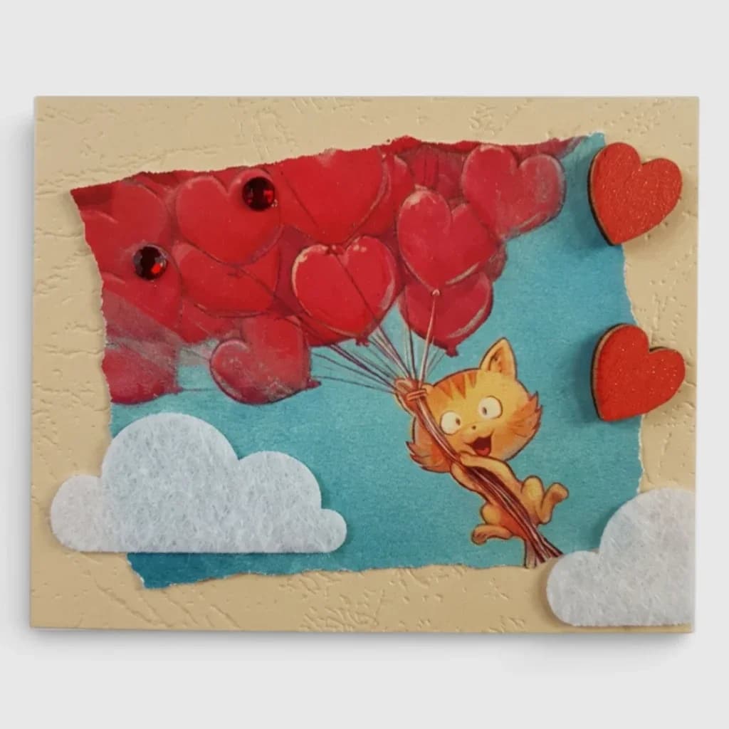Postcard "Cat with hearts" №1