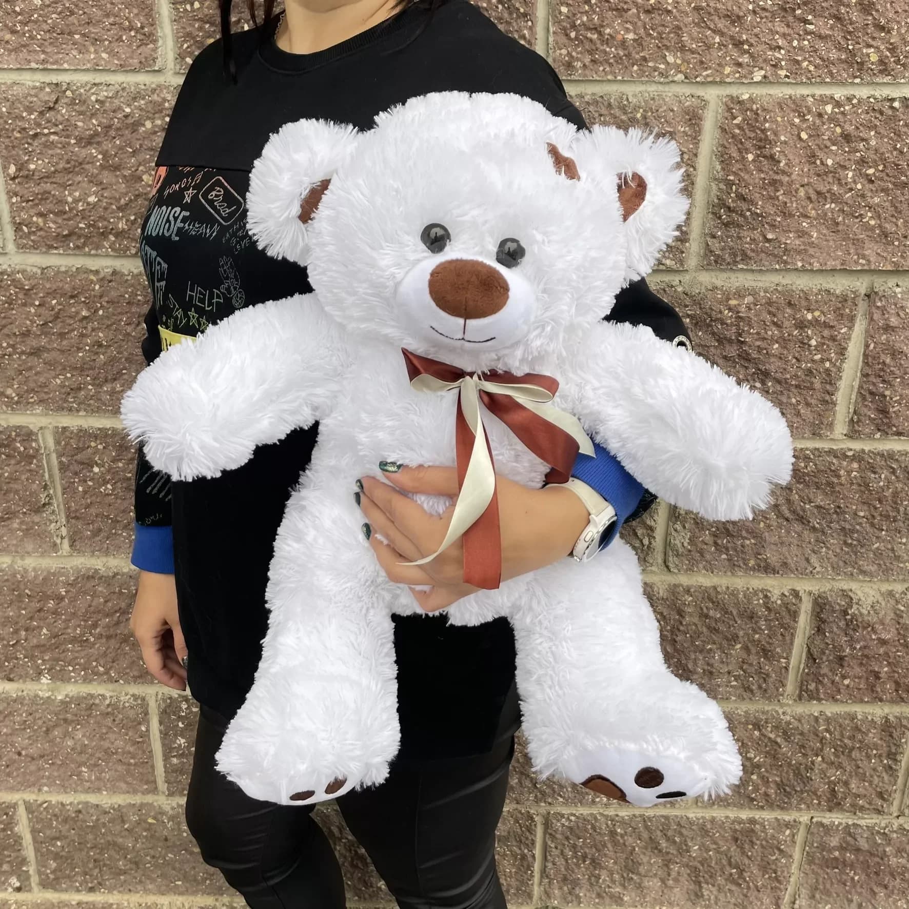 Soft white toy teddy bear, 38 cm.