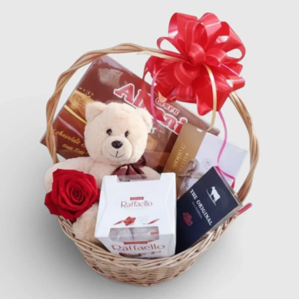 Teddy bear with gifts