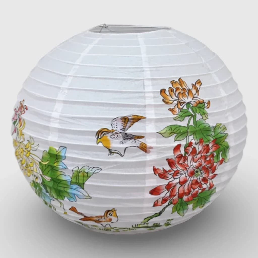 A lantern hung "Flowers of Love"