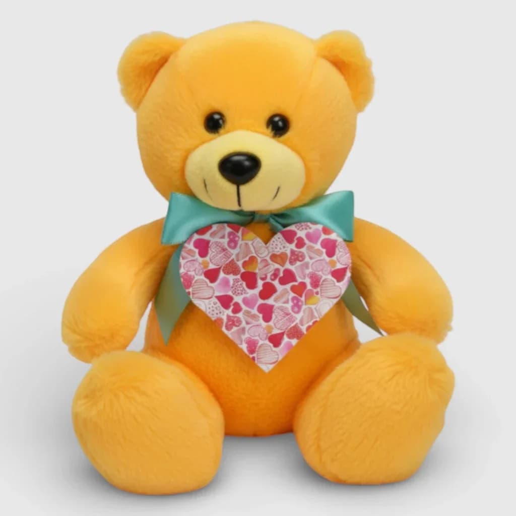 Teddy bear with heart, yellow
